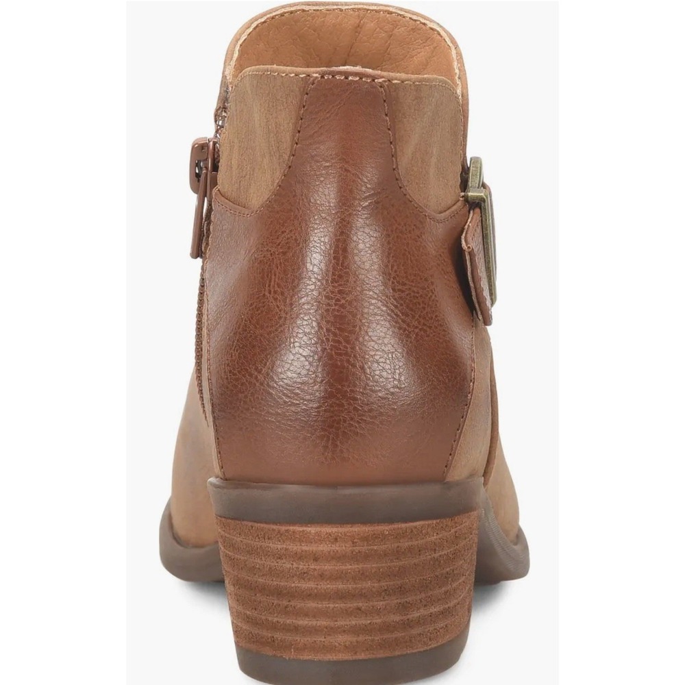 BOC Born Gemm Brown Buckle Bootie Womens 8 Faux Leather Ankle Boot Block Heel - Picture 3 of 10